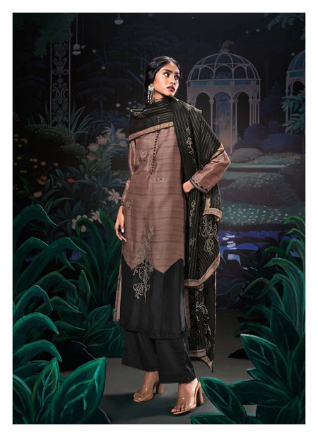 Indie By Ganga Bemberg Silk Satin Printed Embroidery Dress Material Online Wholesale Catalog